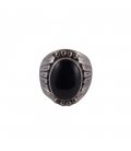 NATIVE AMERICAN NAVAJO RING, SILVER AND ONYX, MEN AND WOMEN 