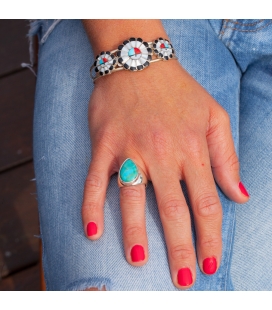 MULTI "SUN" ZUNI CUFF by Marisa Selecion, Multi Stones ON SILVER 925