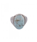 Grosse chevalière Navajo, Argent et "Dry Creek" Turquoise, pièce unique par Albert Tapaha, pour homme ou femme