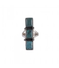 BAGUE NAVAJO RECTANGLE, ARGENT ET 3 TURQUOISE KINGMAN, PIÈCE UNIQUE PAR W.TSOSIE, POUR FEMME