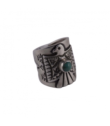 Silver, Opal and Turquoise, Native American Zuni Woman Ring 