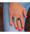 INDIAN RING, SILVER 925 AND ONYX, FOR WOMEN AND MEN