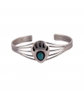 LARGE BRACELET NAVAJO "OURS"EN ARGENT ET TURQUOISES, FAIT MAIN, POUR HOMME ET FEMME