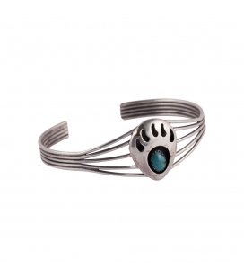 LARGE BRACELET NAVAJO "OURS"EN ARGENT ET TURQUOISES, FAIT MAIN, POUR HOMME ET FEMME