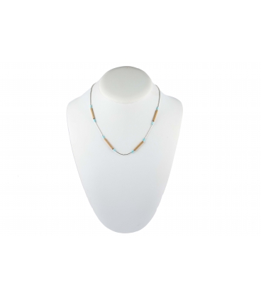 Collier "Liquid Silver", Argent, Turquoise et Bambou, pour femme et enfant