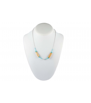 Collier "Liquid Silver", Argent, Turquoise et Bambou, pour femme et enfant