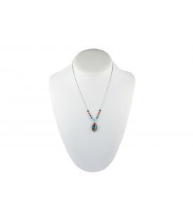 NATIVE AMERICAN LIQUID SILVER NECKLACE, SILVER AND MULTICOLORED STONES, WOMEN AND KIDS