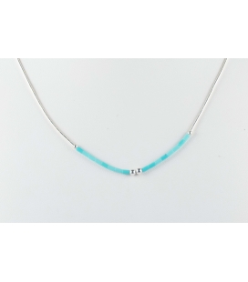 "Liquid Silver" necklace. Mini Dream Catcher, Silver and Turquoise ,for women and girls .