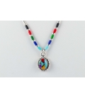 COLLIER Zuni "LIQUID SILVER" , pendentif multipierres, Argent et pierres, pour femme et enfant 