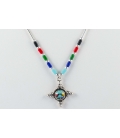 NATIVE AMERICAN LIQUID SILVER NECKLACE, SILVER AND MULTICOLORED STONES, WOMEN AND KIDS