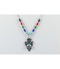 COLLIER Zuni "LIQUID SILVER" , pendentif Flèche multipierres, Argent et pierres, pour femme et enfant 