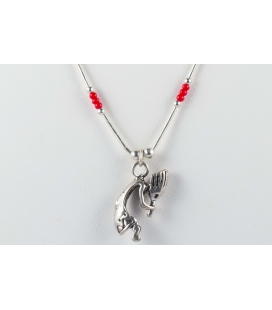 Collier Kokopelli "Liquid Silver", Argent et perles de rocaille, pour femme et enfant