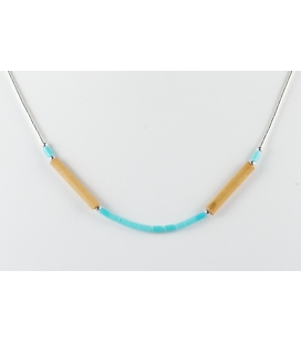 Collier "Liquid Silver", Argent, Turquoise et Bambou, pour femme et enfant