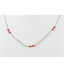 Collier "Liquid Silver", Argent et Corail, pour femme et enfant
