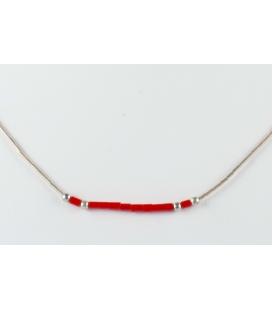 Collier "Liquid Silver", Argent et Corail, pour femme et enfant