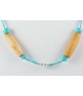 Collier "Liquid Silver", Argent, Turquoise et Bambou, pour femme et enfant