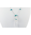 "Liquid Silver" necklace. Mini Dream Catcher, Silver and Turquoise ,for women and girls .