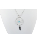 "Liquid Silver" necklace. Mini Dream Catcher, Silver and Turquoise ,for women and girls .