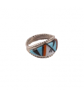 Native American Zuni Ring, Silver and Stones, Women and Men