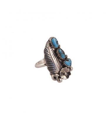 Native American Navajo Feather Ring for Woman or Man, Silver