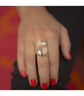 Silver, Opal and Turquoise, Native American Zuni Woman Ring 