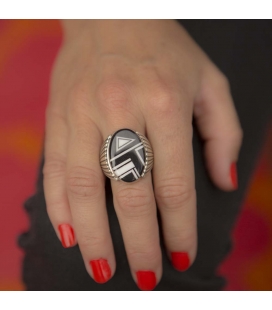 Silver, Opal and Turquoise, Native American Zuni Woman Ring 