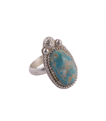 Banditas creations ring, Nacozari Turquoise on stamped Silver, women and men