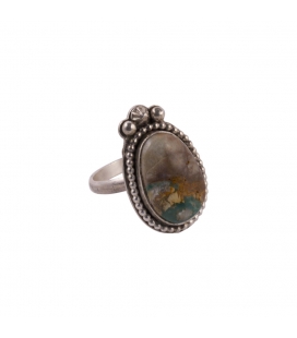 Banditas creations ring, Nacozari Turquoise on stamped Silver, women and men