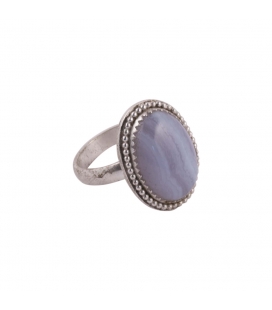 Bague "Calcédoine" Banditas Bijoux Créations, Calcédoine Bleue montée sur Argent 925 ,pour femme et enfant