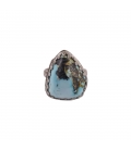 Banditas creations ring, Nacozari Turquoise on stamped Silver, women and men