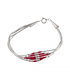 BRACELET AMERINDIEN NAVAJO "LIQUID SILVER" 5 RANGS, en argent, FEMME ET ENFANT 