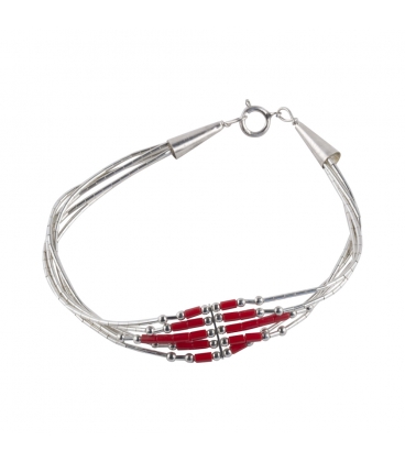 BRACELET AMERINDIEN NAVAJO "LIQUID SILVER" 5 RANGS, en argent, FEMME ET ENFANT 