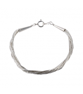 NATIVE AMERICAN NAVAJO BRACELET "LIQUID SILVER" 5 ROWS, SILVER , WOMEN AND CHILDREN