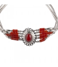 BRACELET AMERINDIEN NAVAJO "LIQUID SILVER" 5 RANGS ET MEDAILLON, en argent et tubes de pierres, pour FEMME ET ENFANT 