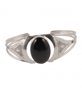 BERBER CUFF, WORKED SILVER AND ONYX, FOR WOMEN AND MEN