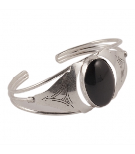 BERBER CUFF, WORKED SILVER AND ONYX, FOR WOMEN AND MEN