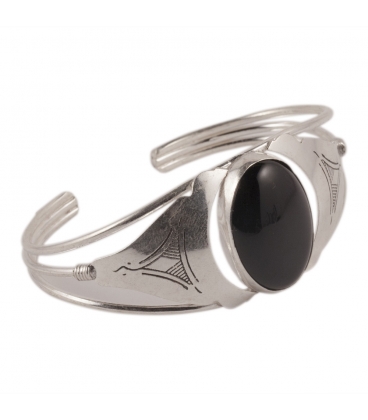 BRACELET BERBÈRE EN ARGENT TRAVAILLÉ ET ONYX, POUR FEMME ET HOMME