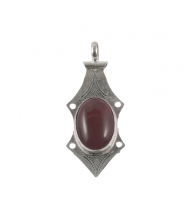 LONG PENDENTIF AFRICAIN en Argent et Cornaline, pour femme et enfant