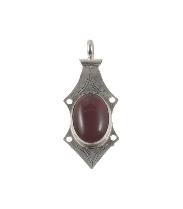 LONG PENDENTIF AFRICAIN en Argent et Cornaline, pour femme et enfant