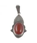 LONG PENDENTIF TOUAREG en Argent et Cornaline, pour femme et enfant