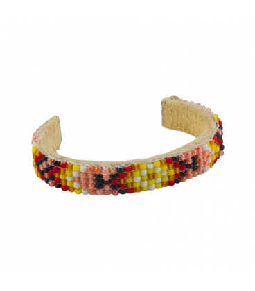 NATIVE AMERICAN NAVAJO CUFF IN EMBROIDERED BEADS by Artist Jacqueline Cleveland