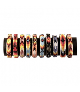 NATIVE AMERICAN NAVAJO CUFF IN EMBROIDERED BEADS by Artist Jacqueline Cleveland