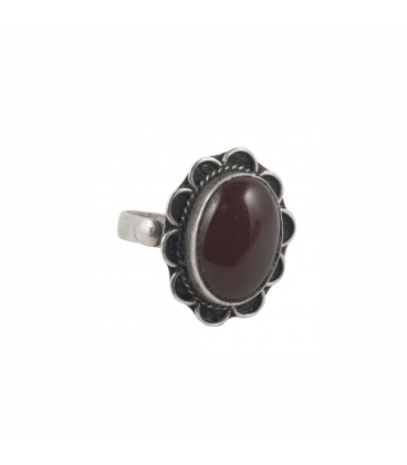 TUAREG WOMAN RING, SILVER AND CORNELIAN