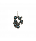 PENDENTIF AMERINDIEN ZUNI , ARGENT ET TURQUOISE, FEMME ET ENFANT