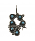 PENDENTIF AMERINDIEN ZUNI , ARGENT ET TURQUOISE, FEMME ET ENFANT