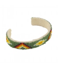 NATIVE AMERICAN NAVAJO CUFF IN EMBROIDERED BEADS by Artist Jacqueline Cleveland