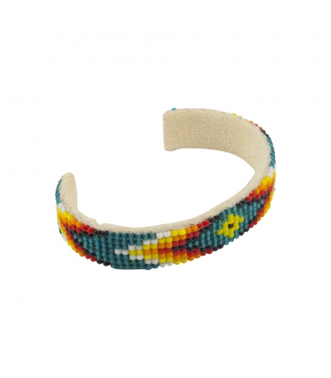 NATIVE AMERICAN NAVAJO CUFF IN EMBROIDERED BEADS by Artist Jacqueline Cleveland