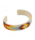 BRACELET MANCHETTE, AMÉRINDIEN NAVAJO, PERLES DE ROCAILLES TISSEES, par Jacqueline Cleveland