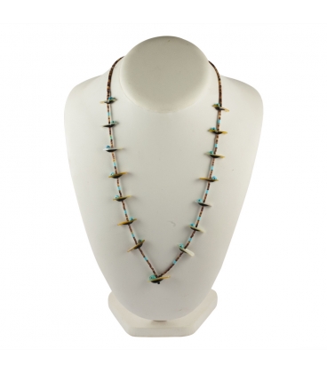COLLIER PUEBLO FETICHES "OISEAUX", PAR HECTOR GOODLUCK, PIERRES VERITABLES, POUR HOMME et FEMME 