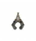 MINI PENDENTIF "NAJA" SL bijoux, CREATION ORIGINALE, INSPIRATION AMERINDIENNE, argent 925, JADE BLANC ET OBSIDIENNE, POUR